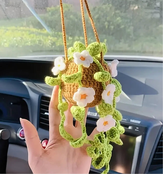 Crocheted Orchid Car Charm