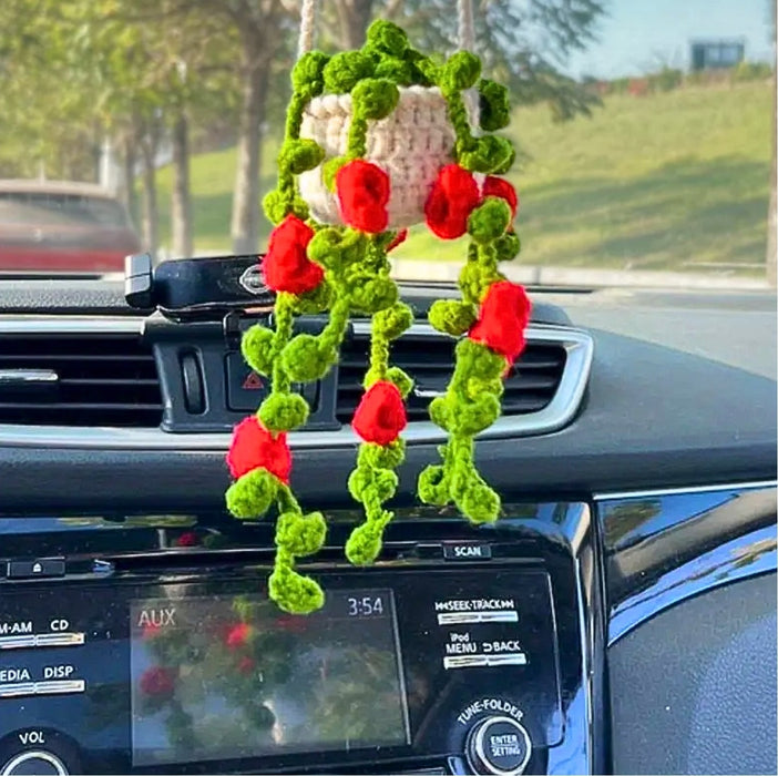 Crocheted Orchid Car Charm